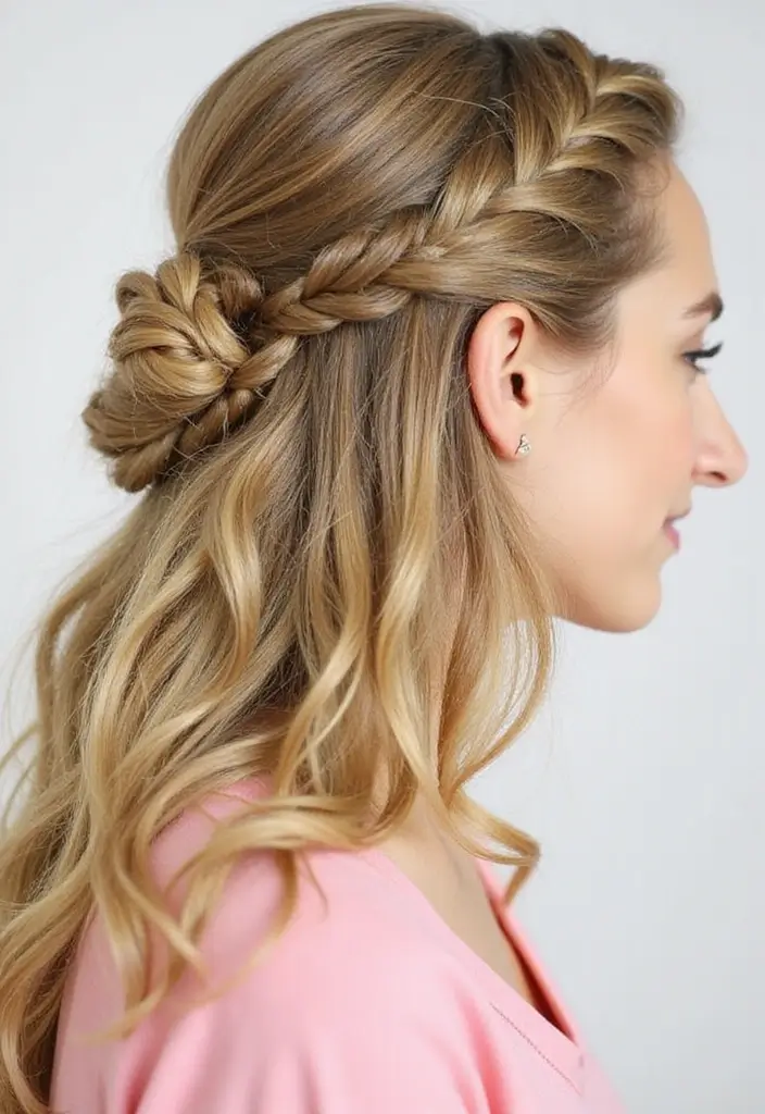 27 DIY Hairstyle Ideas for Quick Home Makeovers - 4. Half-Up Twisted Bun