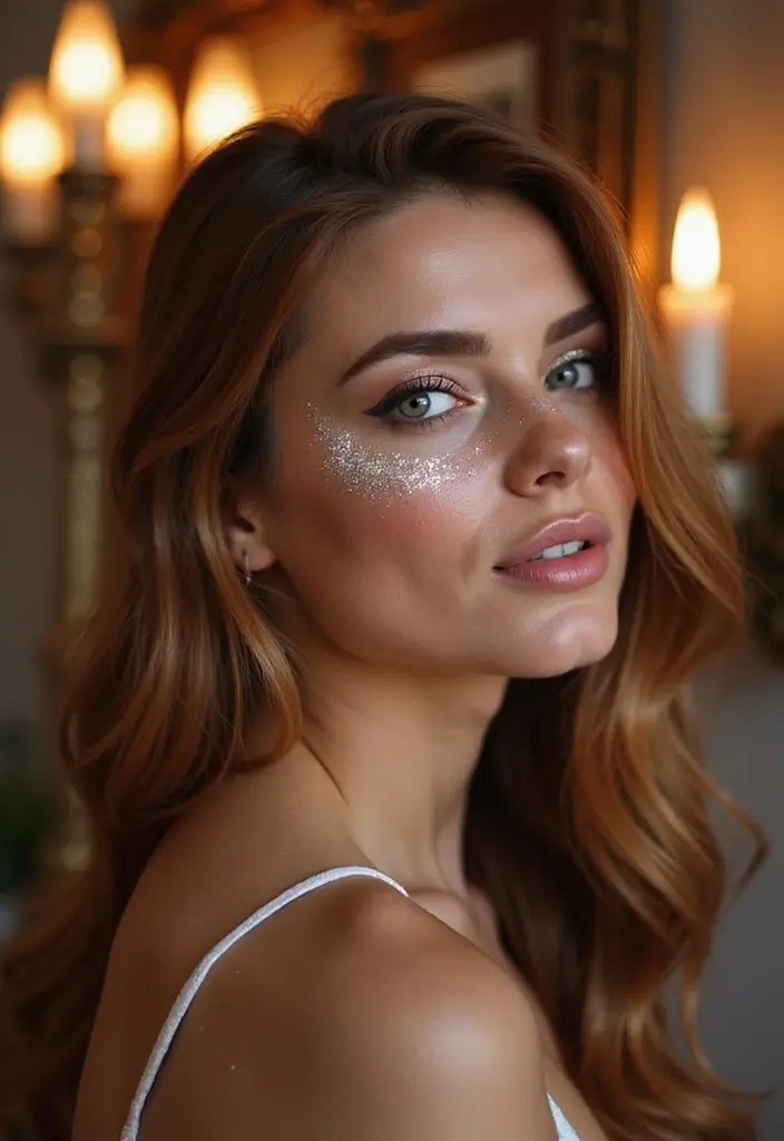 27 Date Night Makeup Ideas That Wow Instantly - 7. Glitter Accents for a Dazzling Touch