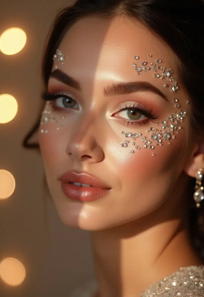 27 Glam Makeup Ideas for Parties and Photoshoots - 15. Festive Face Gems