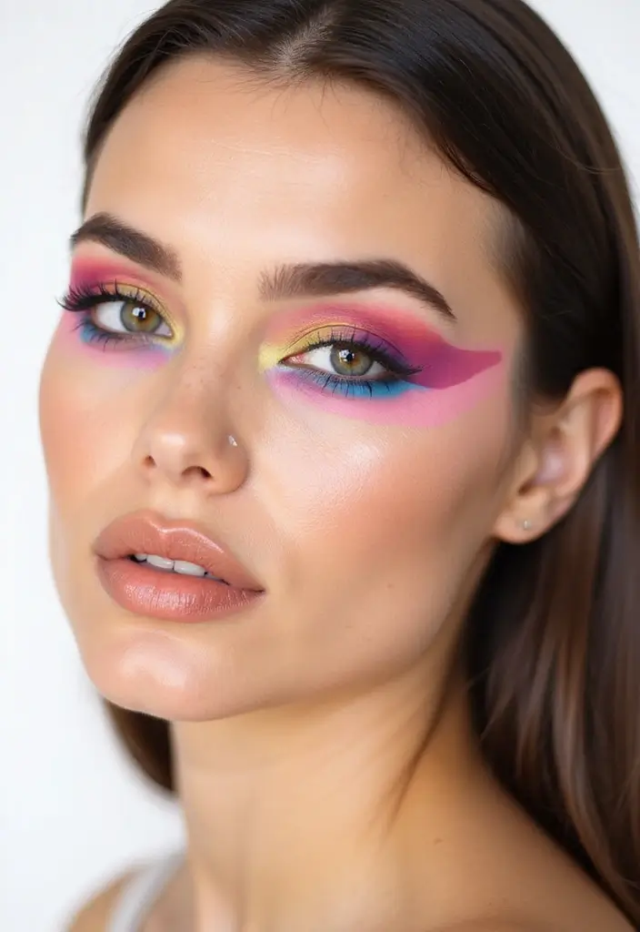 27 Glam Makeup Ideas for Parties and Photoshoots - 19. Bold Color Blocking