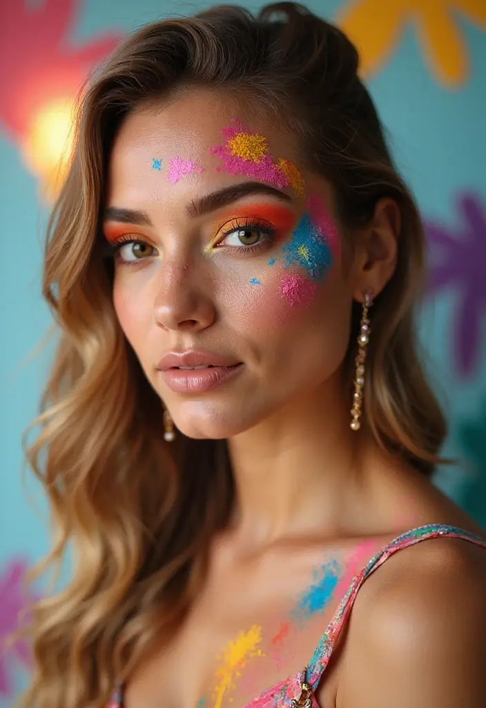 27 Glam Makeup Ideas for Parties and Photoshoots - 27. Festival-Inspired Color Splash