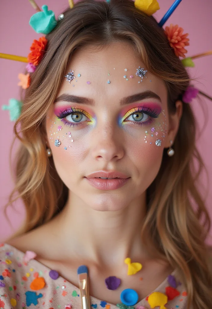 27 Glam Makeup Ideas for Parties and Photoshoots - 4. Radiant Rainbow Eyes