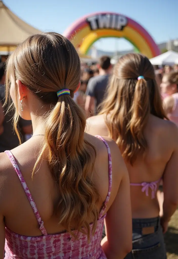 27 Hairstyles for Festivals That Steal the Spotlight - 12. Rainbow Hair Ties