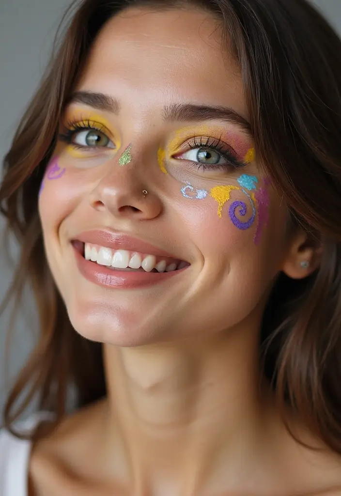 28 Festival Makeup Looks That Sparkle and Shine - 19. Whimsical Whirls