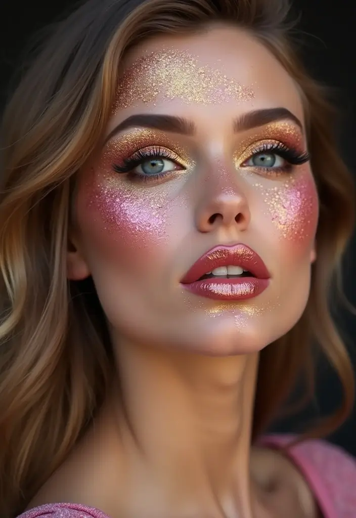 28 Festival Makeup Looks That Sparkle and Shine - 28. Festival Finale: Glitter Kiss