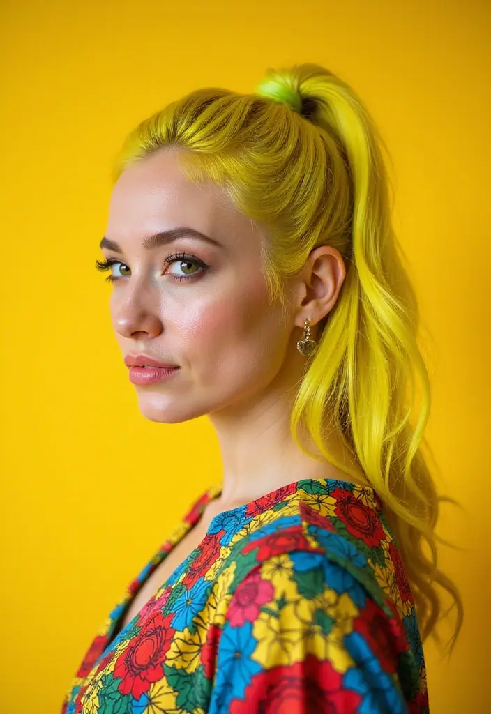 28 Hair Color Ideas That Transform Your Look Instantly - 15. Electric Yellow for the Daring Few