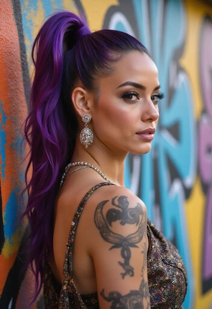 28 Hair Color Ideas That Transform Your Look Instantly - 6. Vibrant Purple for Dark Skin Tones