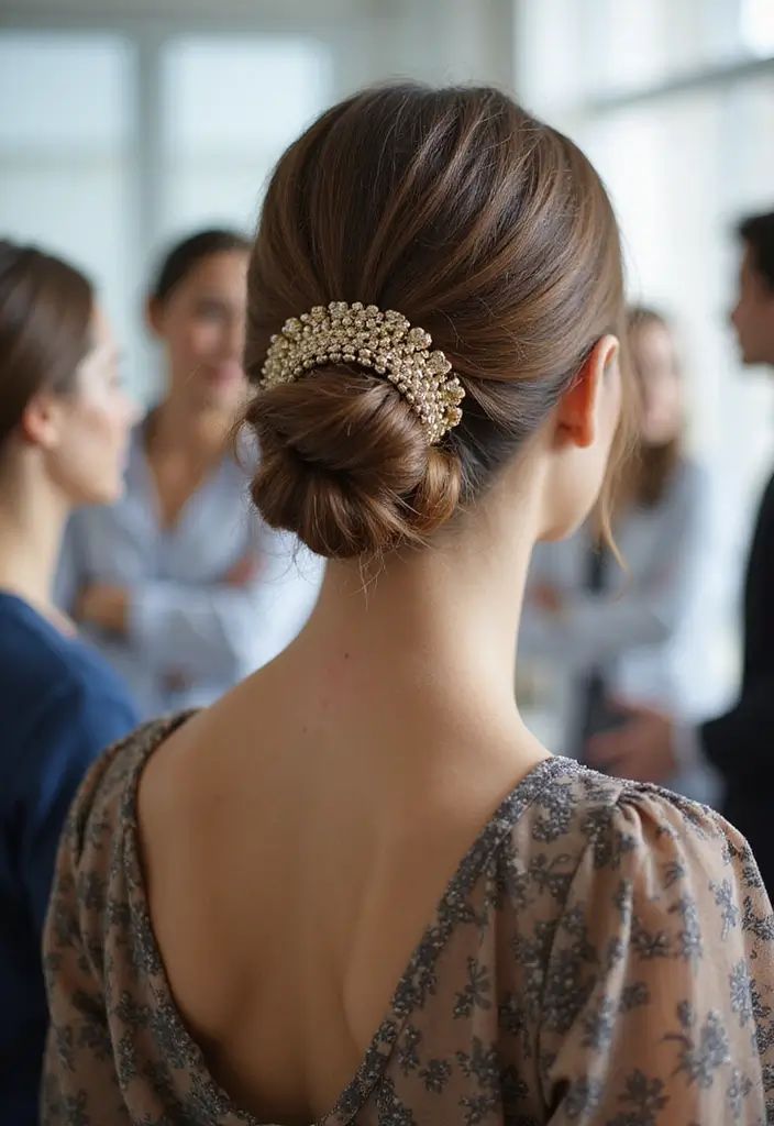 28 Hairstyles for Work That Look Effortlessly Professional - 19. Sophisticated Updo with Headband