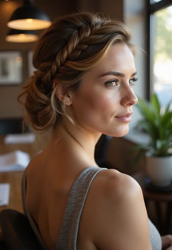 28 Hairstyles for Work That Look Effortlessly Professional - 4. Braided Crown