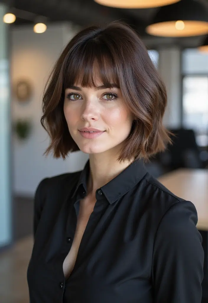 28 Hairstyles for Work That Look Effortlessly Professional - 8. Chic Bob with Bangs