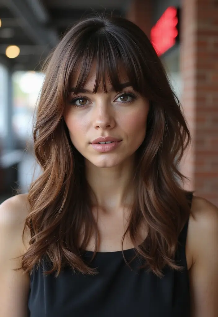 28 Long Hair Styling Ideas That Turn Heads - 19. Layered Hair with Bangs