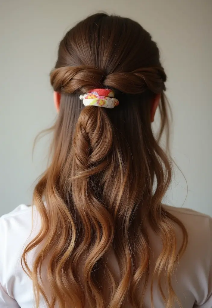 28 Long Hair Styling Ideas That Turn Heads - 2. Twisted Half-Updo