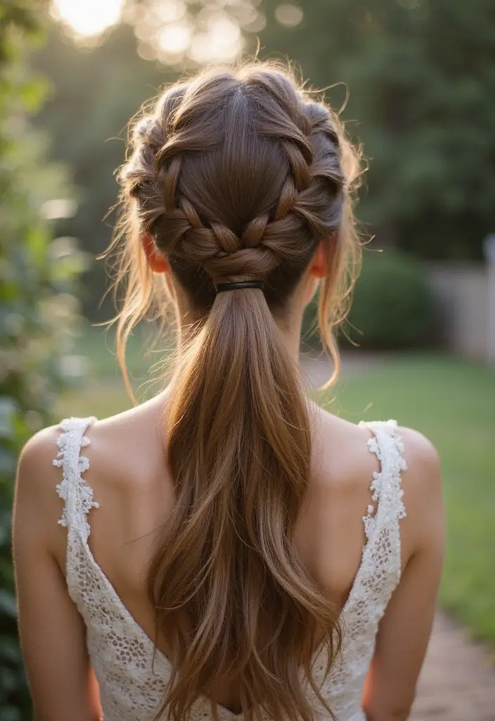 28 Ponytail Hairstyles That Go Beyond Basic - 1. The Braided Crown Ponytail