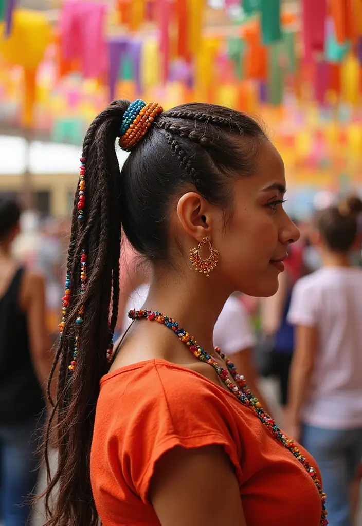 28 Ponytail Hairstyles That Go Beyond Basic - 10. The Ponytail with Beads