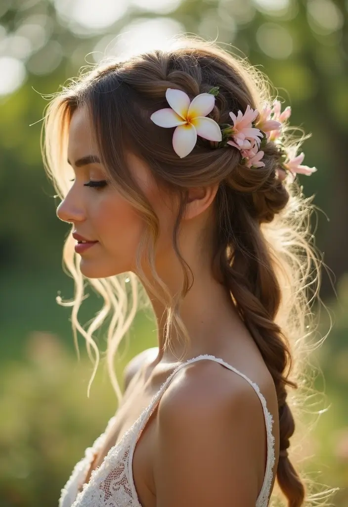28 Romantic Date Night Hairstyles You’ll Fall in Love With - 25. Simple Braid with Flowers