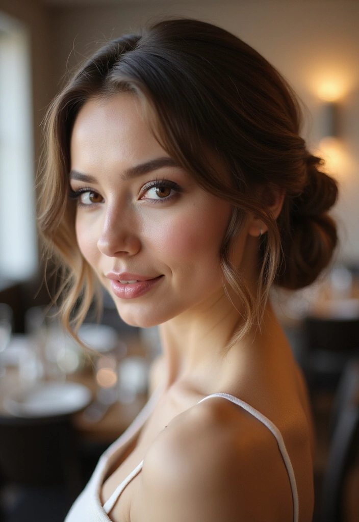 28 Romantic Date Night Hairstyles You’ll Fall in Love With - 26. Classic Low Bun with Face Framing Strands