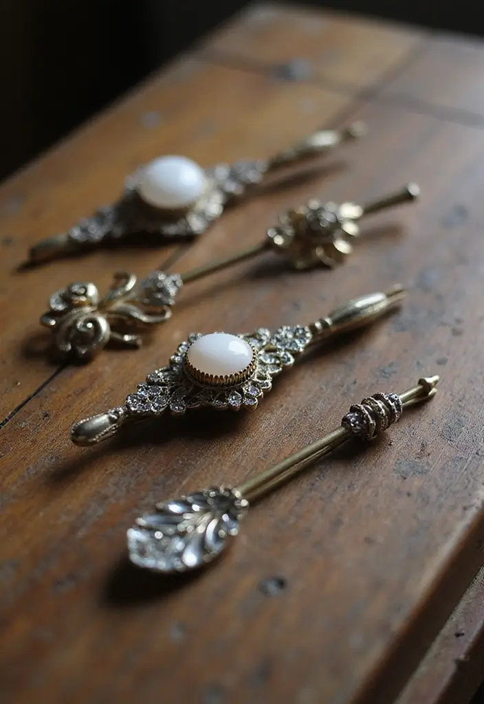 28 Trendy Hair Accessories That Complete Your Look - 14. Vintage Brooch Hairpins