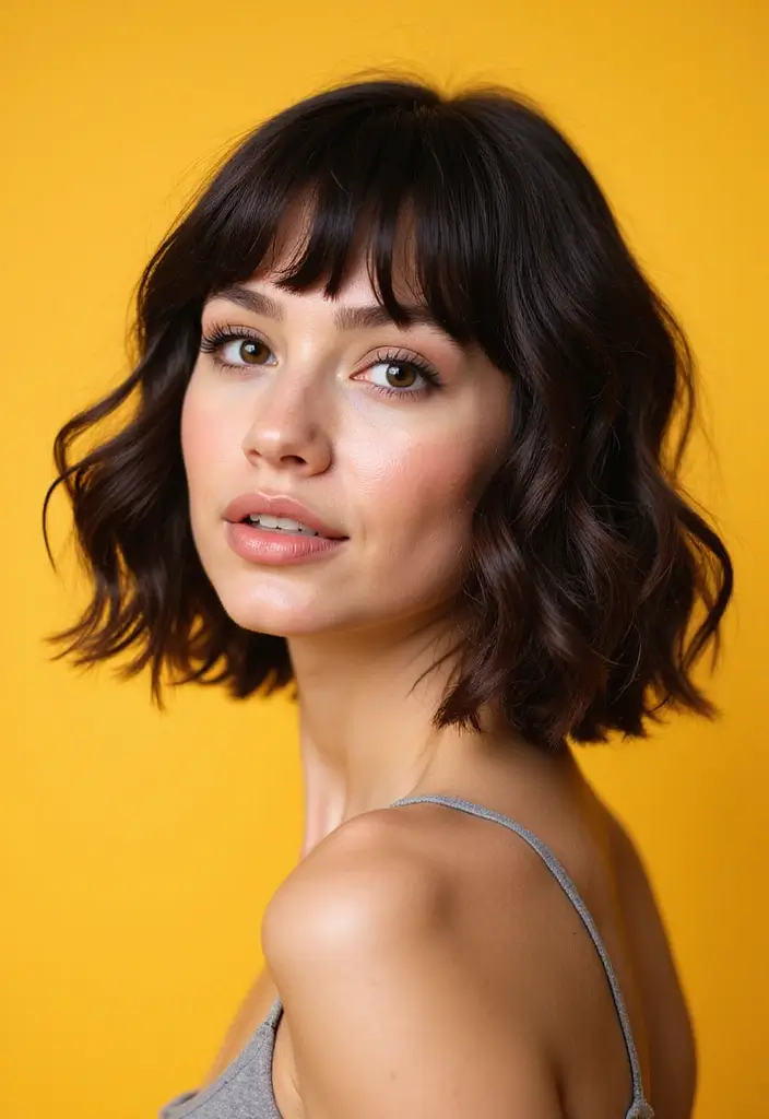 27 Bob Haircut Ideas That Flatter Every Face Shape - 14. Curly Bob with a Fringe