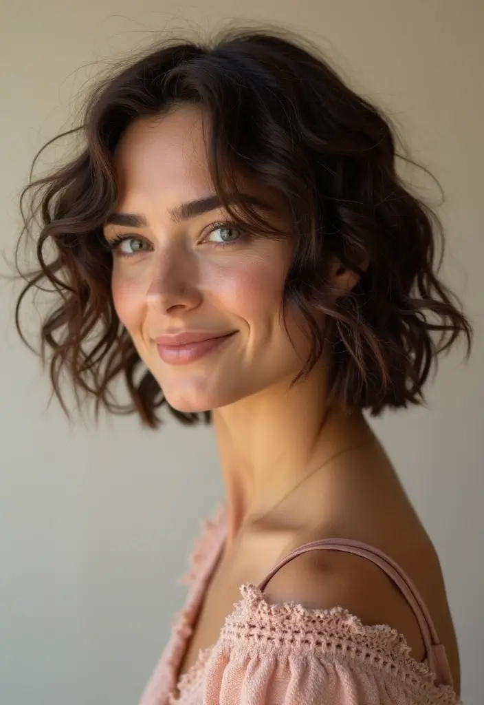27 Bob Haircut Ideas That Flatter Every Face Shape - 21. Curly Bob with Loose Ties