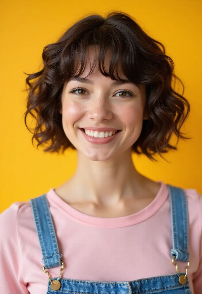 27 Bob Haircut Ideas That Flatter Every Face Shape - 5. Curly Bob with Bangs
