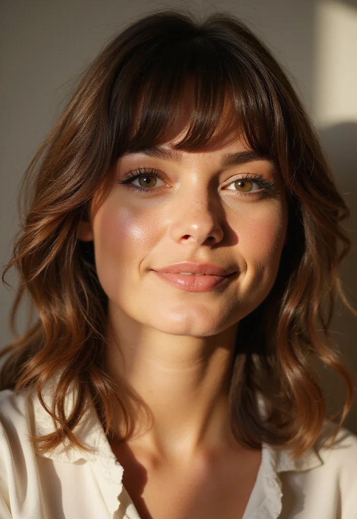 28 Hairstyles for Round Faces That Flatter Instantly - 19. Soft Curtain Bangs