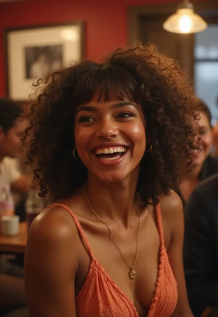 28 Hairstyles for Round Faces That Flatter Instantly - 25. Natural Curls with Bangs